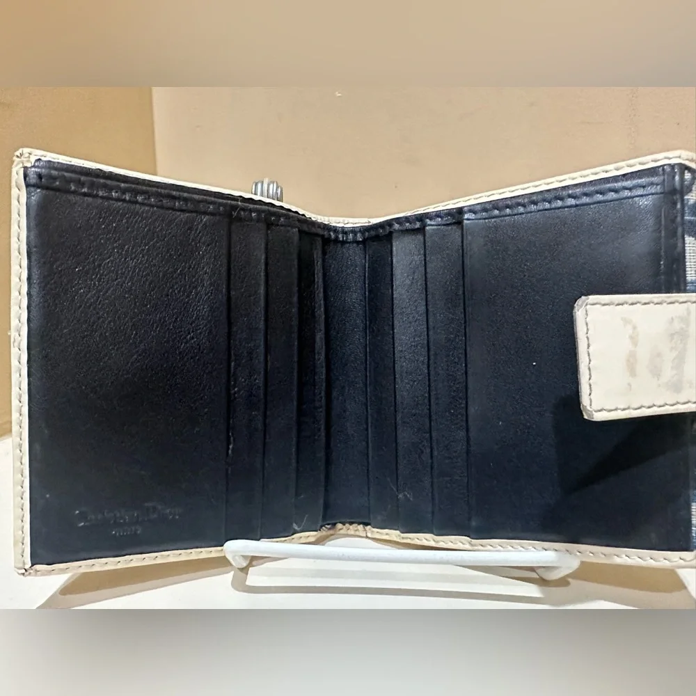 Christian Dior Blue Trotter 2 PVC Canvas And Leather Bifold Wallet